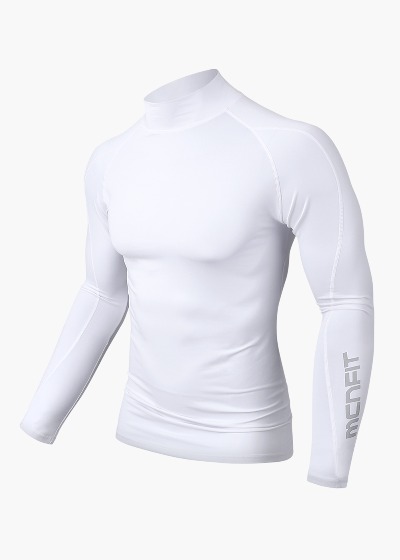 [MTL-COLD GEAR-WHITE] 화이트 슬림핏 UV 터틀넥 긴팔 기능성 스포츠 티셔츠